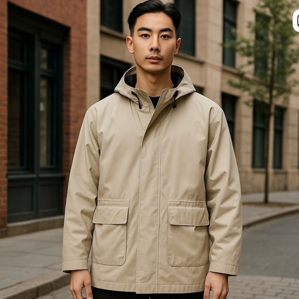 London Fog Men's Medium Regular Beige All Weather Zip Out Liner Mid Trench Coat